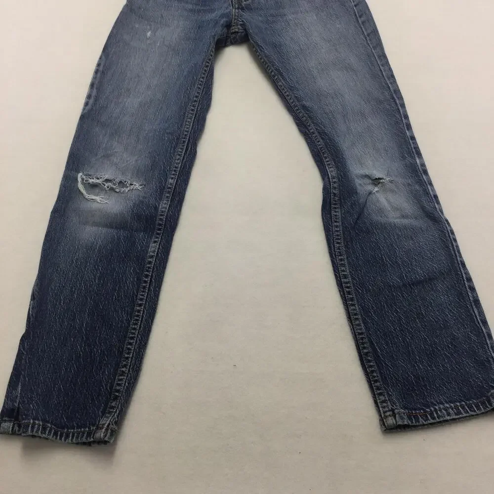 Levis 511 Jeans Mens 29x30 Blue Denim Slim Straight Leg Medium Wash Distressed